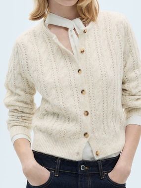 Mango Cream Button-Up Cardigan